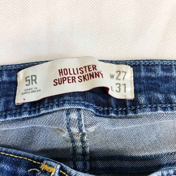 Hollister Womens Low Rise Medium Wash Super Skinny Blue Denim Jeans Sz 5R W27L31 - Picture 3 of 9